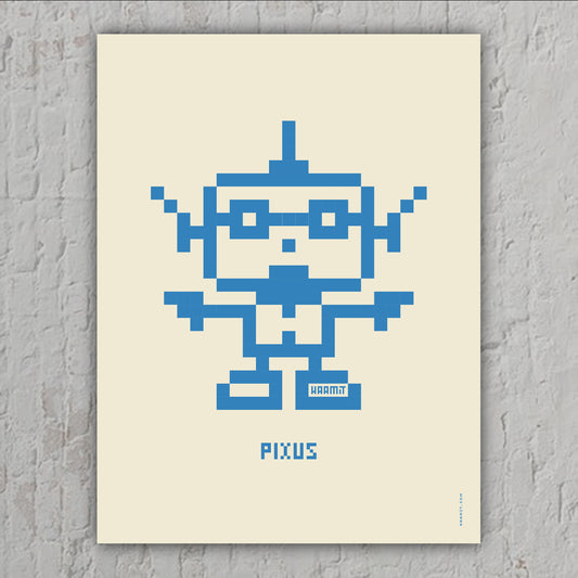 Poster Pixel Roboter Pixus, Kunstdruck Pixelart