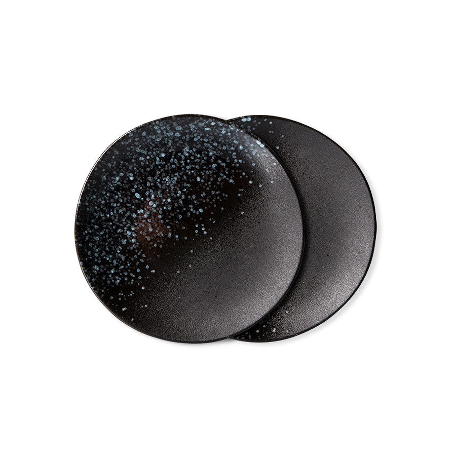 HKliving 70s Ceramics Dessertteller stars 2er Set kleine Keramik Teller im Retro Look