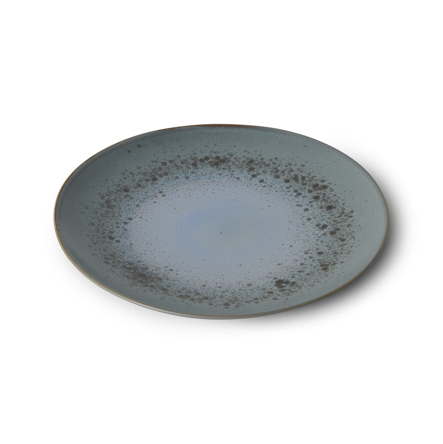 HKliving 70s Ceramics Speiseteller mineral 2er Set große Keramik Essteller im Retro Look