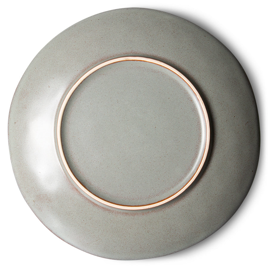 HKliving 70s Ceramics Speiseteller mineral 2er Set große Keramik Essteller im Retro Look