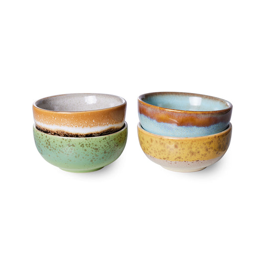HKliving 70s ceramics: XS-Schalen, Castor-Set mit 4 Schalen, 8,3 x 8,3 x 3,8 cm