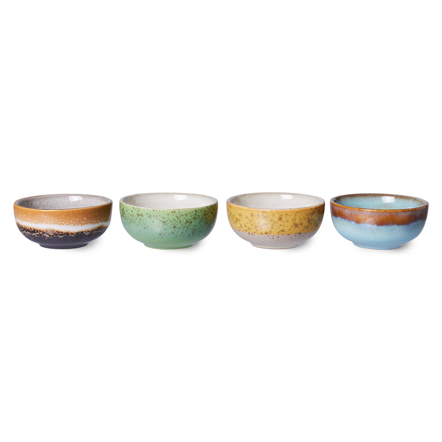 HKliving 70s ceramics: XS-Schalen, Castor-Set mit 4 Schalen, 8,3 x 8,3 x 3,8 cm