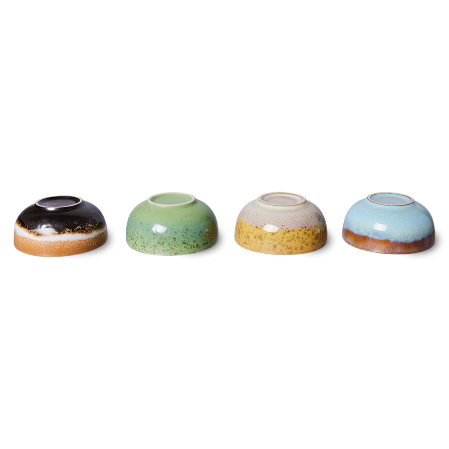 HKliving 70s ceramics: XS-Schalen, Castor-Set mit 4 Schalen, 8,3 x 8,3 x 3,8 cm