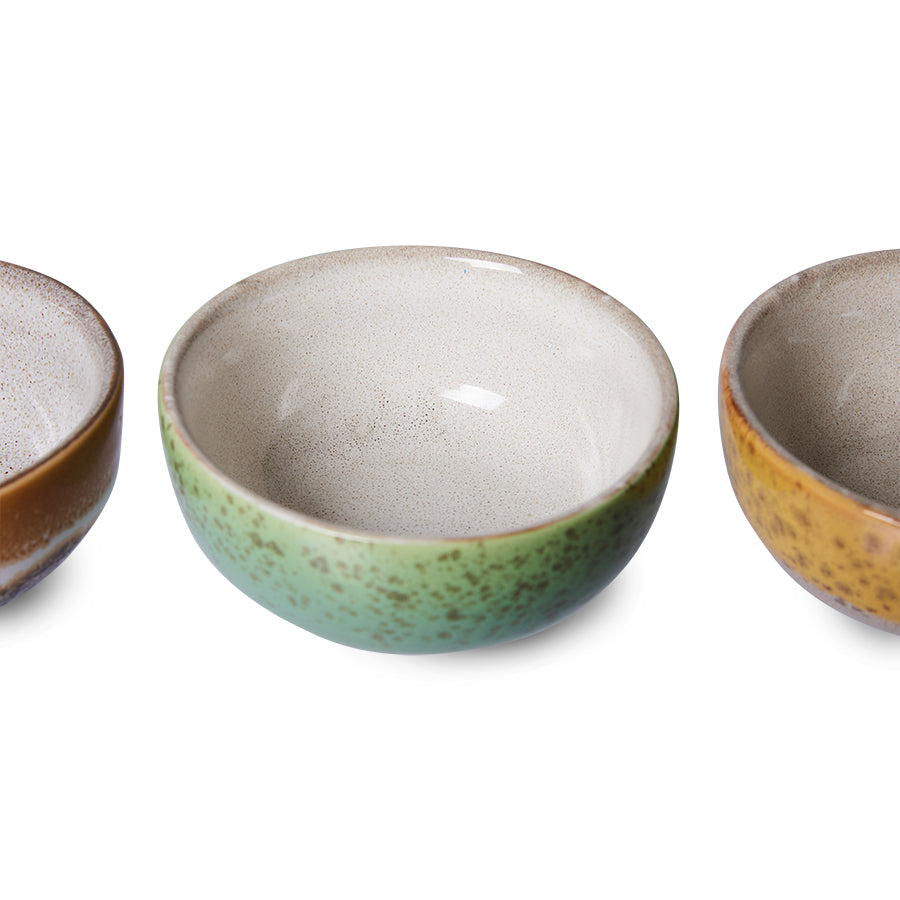 HKliving 70s ceramics: XS-Schalen, Castor-Set mit 4 Schalen, 8,3 x 8,3 x 3,8 cm