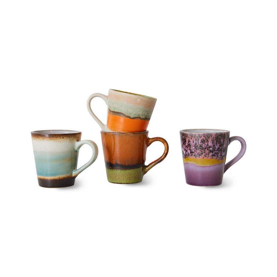 HKliving 70s ceramics: Espresso Tassen, Retro-Set mit 4 Tassen, 8 x 5,8 x 6,2 cm