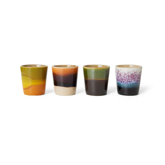HKliving 70s ceramics: Eierbecher, Island-Set mit 4 Bechern, 4,5 x 4,5 x 5cm