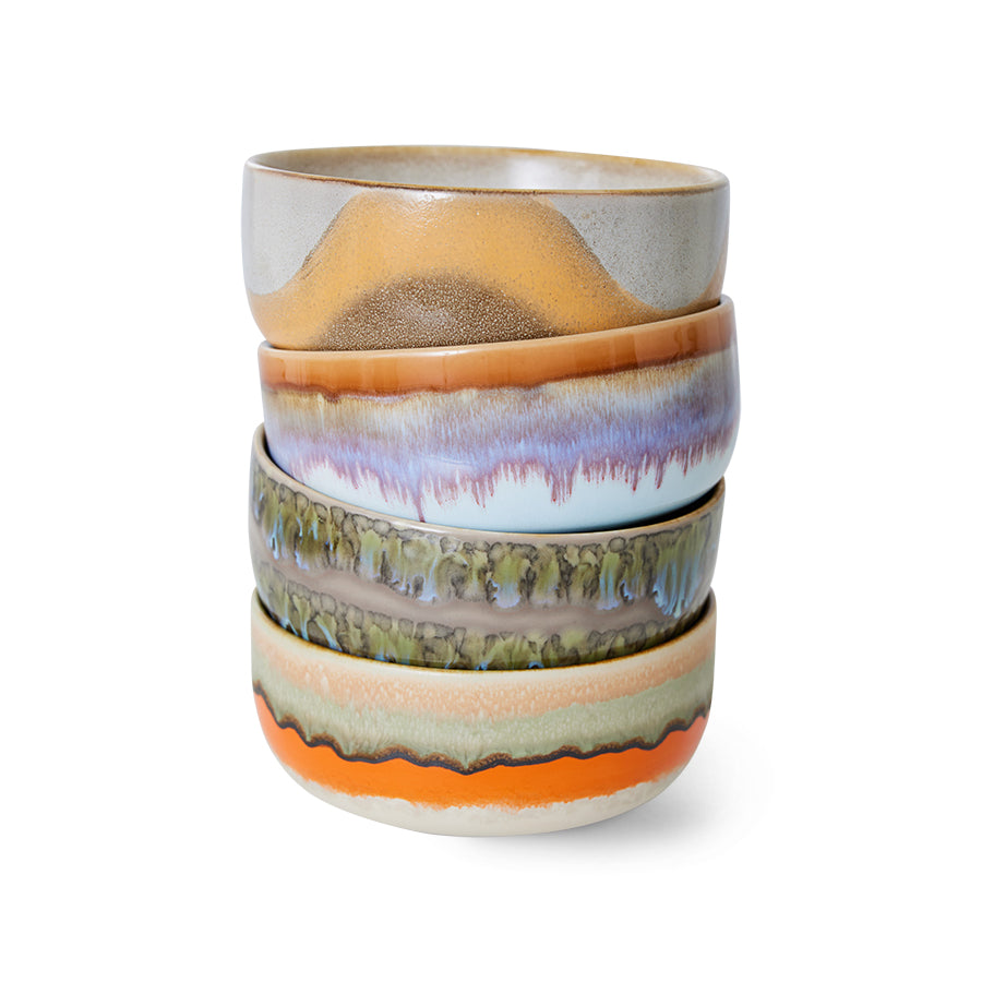HKliving 70s Ceramics Dessert Bowls Reef 4er Set Keramik Schalen im Retro Look