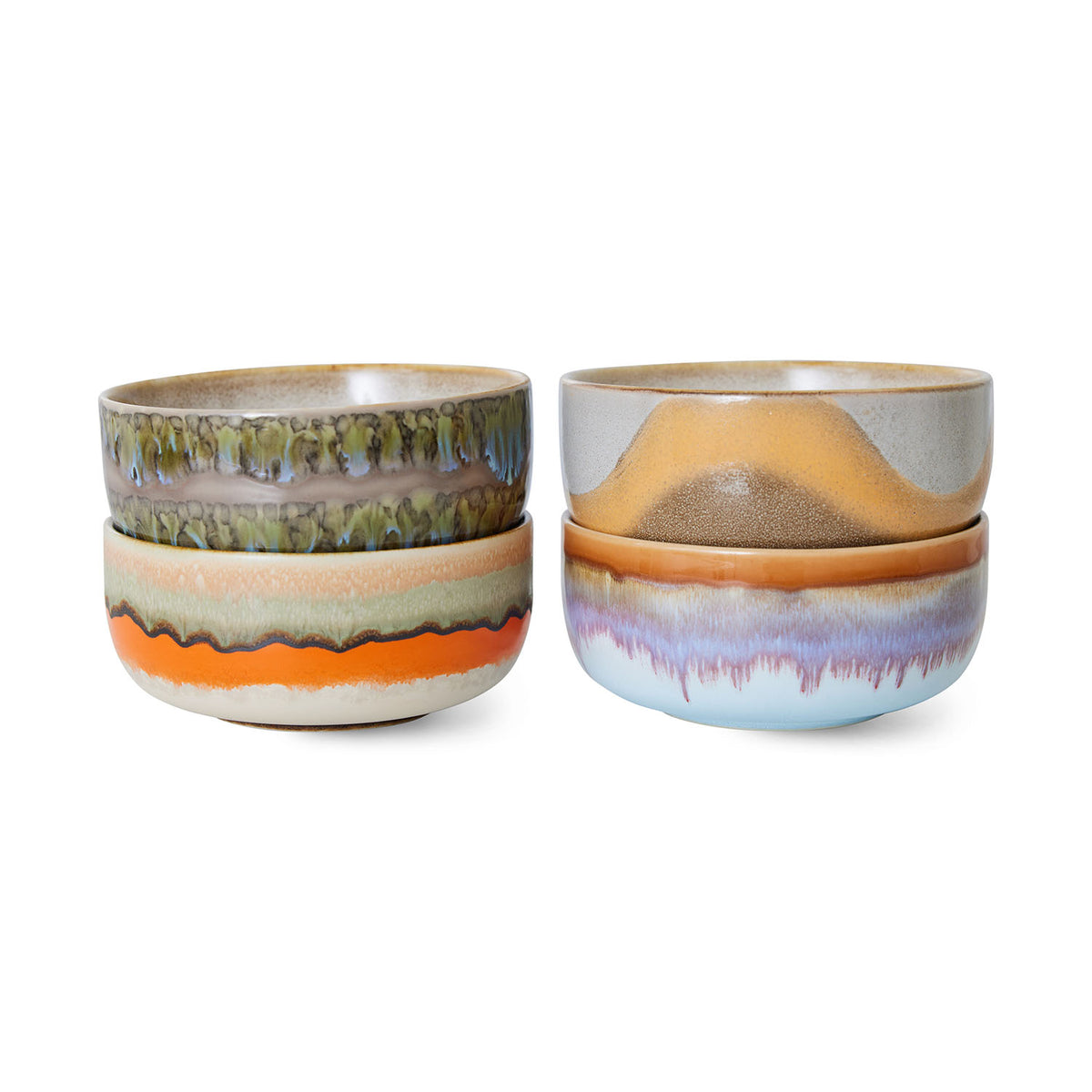 HKliving 70s Ceramics Dessert Bowls Reef 4er Set Keramik Schalen im Retro Look