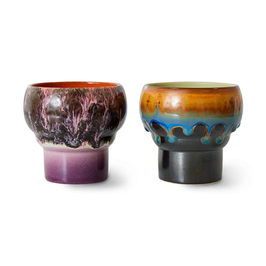 HKliving 70s ceramics: Lungo-Becher, Merge-Set mit 2 Bechern, 8,9 x 8,9 x 8,1 cm