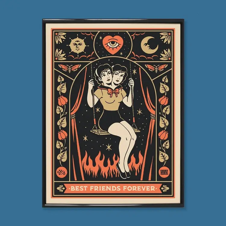 Poster Yeaaah! Studio „BFF“ Schwestern Tagliolini, Format 30x40 cm