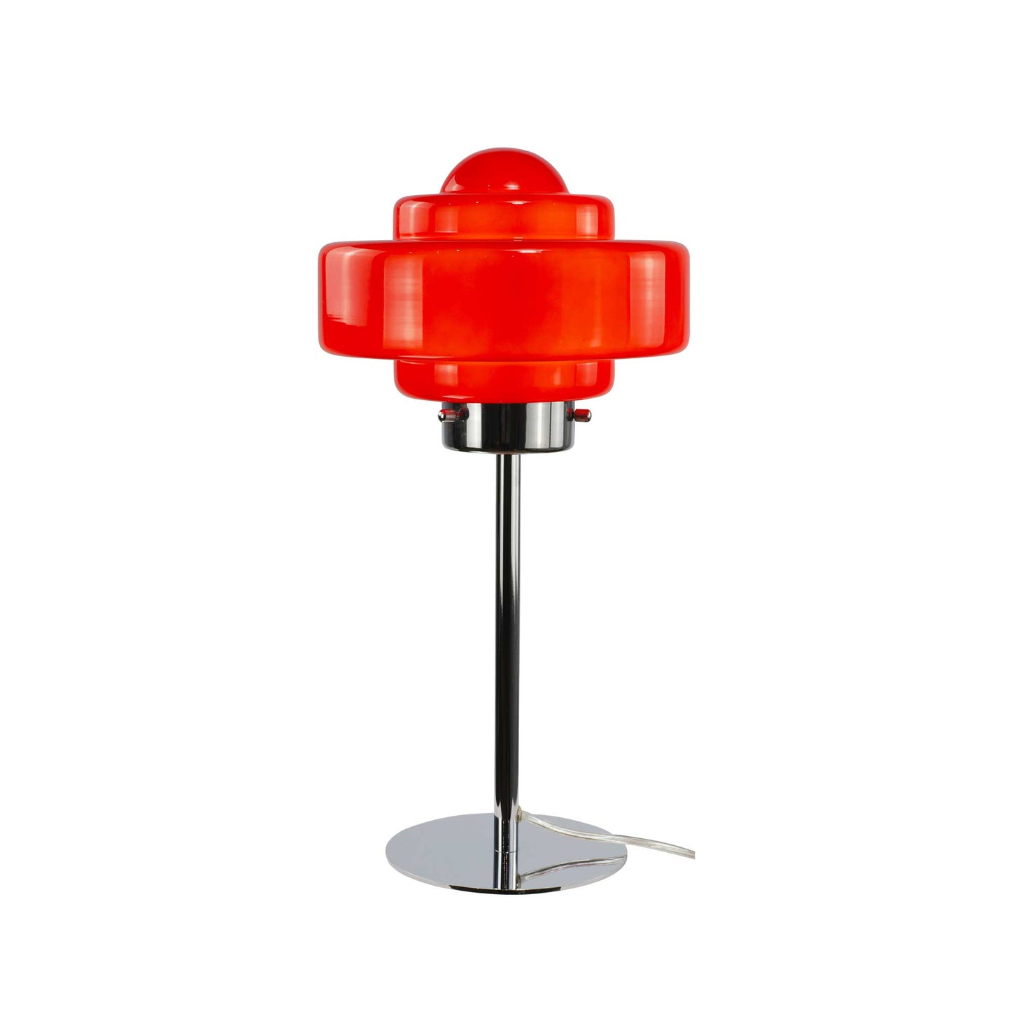 Tischlampe aus farbigem Glas und verchromtem Metall Zéni: Rot