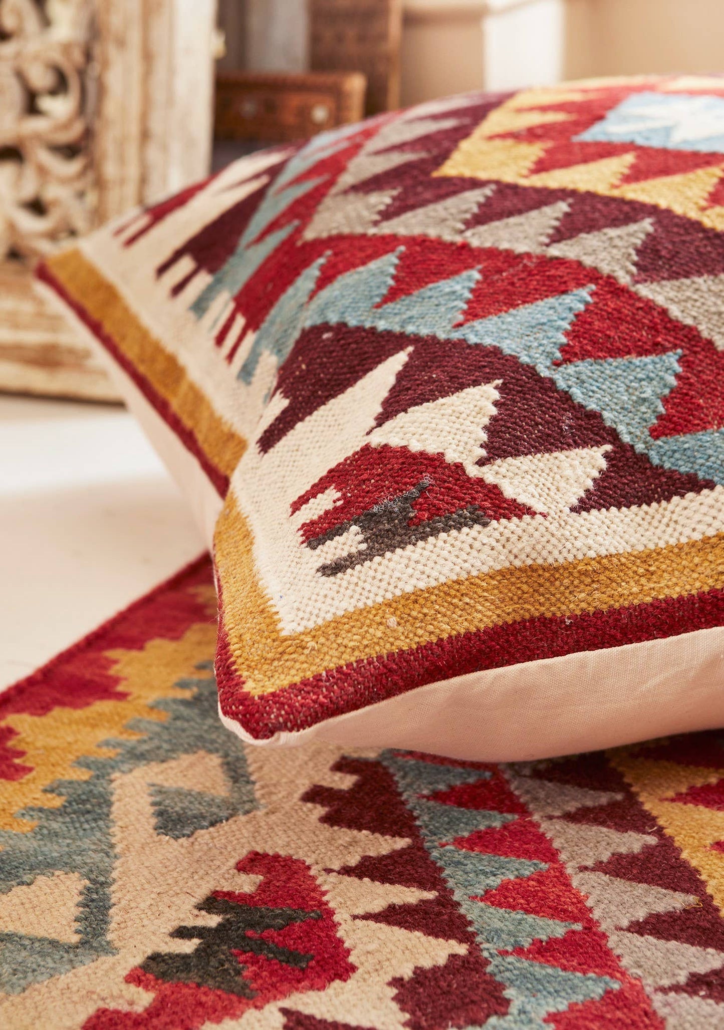 Khiva Handloom Kelim Kissenbezug, extra groß