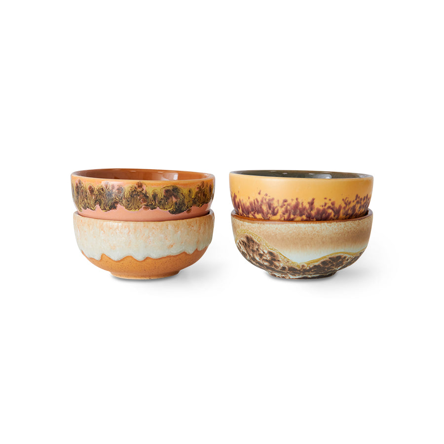 HKliving 70s ceramics: XS-Schalen, Marine-Set mit 4 Schalen, 8,3 x 8,3 x 3,8 cm