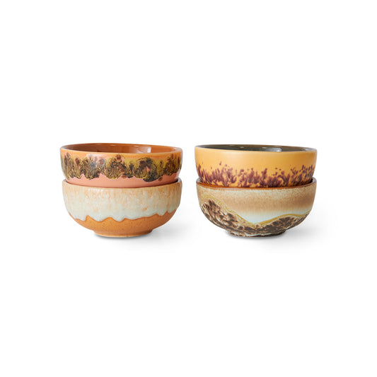 HKliving 70s ceramics: XS-Schalen, Marine-Set mit 4 Schalen, 8,3 x 8,3 x 3,8 cm