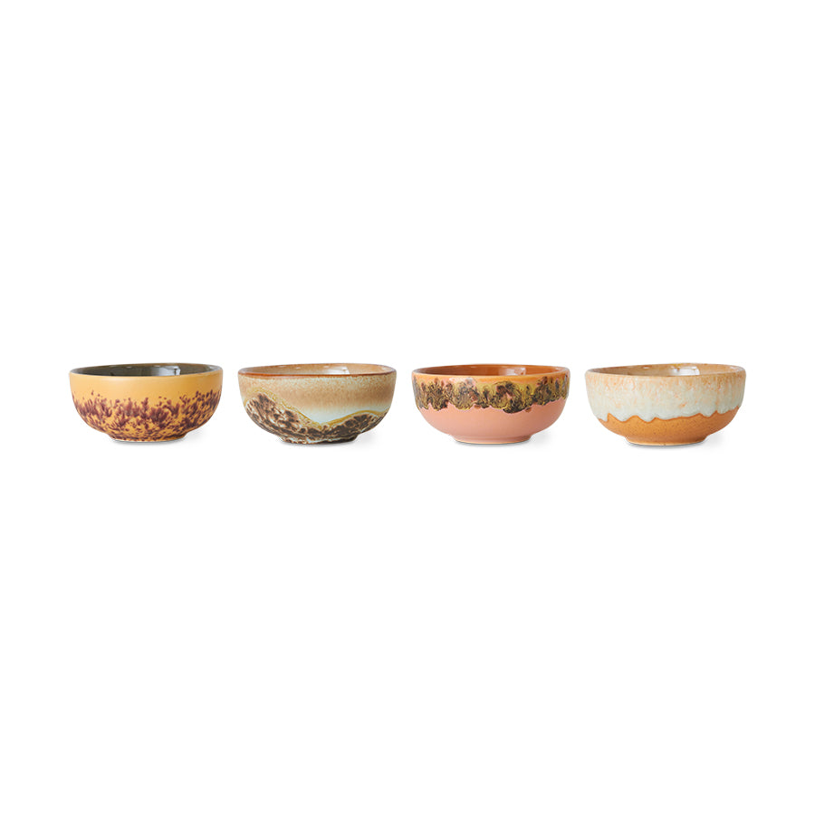 HKliving 70s ceramics: XS-Schalen, Marine-Set mit 4 Schalen, 8,3 x 8,3 x 3,8 cm