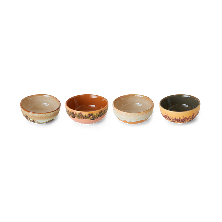 HKliving 70s ceramics: XS-Schalen, Marine-Set mit 4 Schalen, 8,3 x 8,3 x 3,8 cm