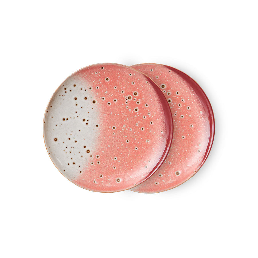 HKliving 70s Ceramics Dessertteller Lychee 2er Set kleine Keramik Teller im Retro Look
