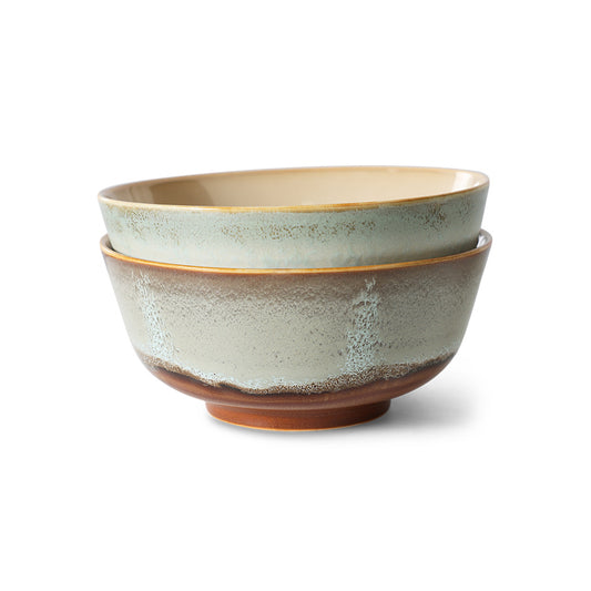 HKliving 70s ceramics: Ramen-Schalen, Verge-Set mit 2 Schalen, 19 x 19 x 8,5 cm
