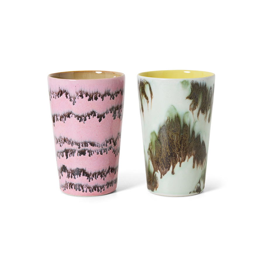 HKliving 70s ceramics: Tee Becher, Baroque-Set mit 2 Bechern, 8,7 x 8,7 x 13,5 cm, 460 ml