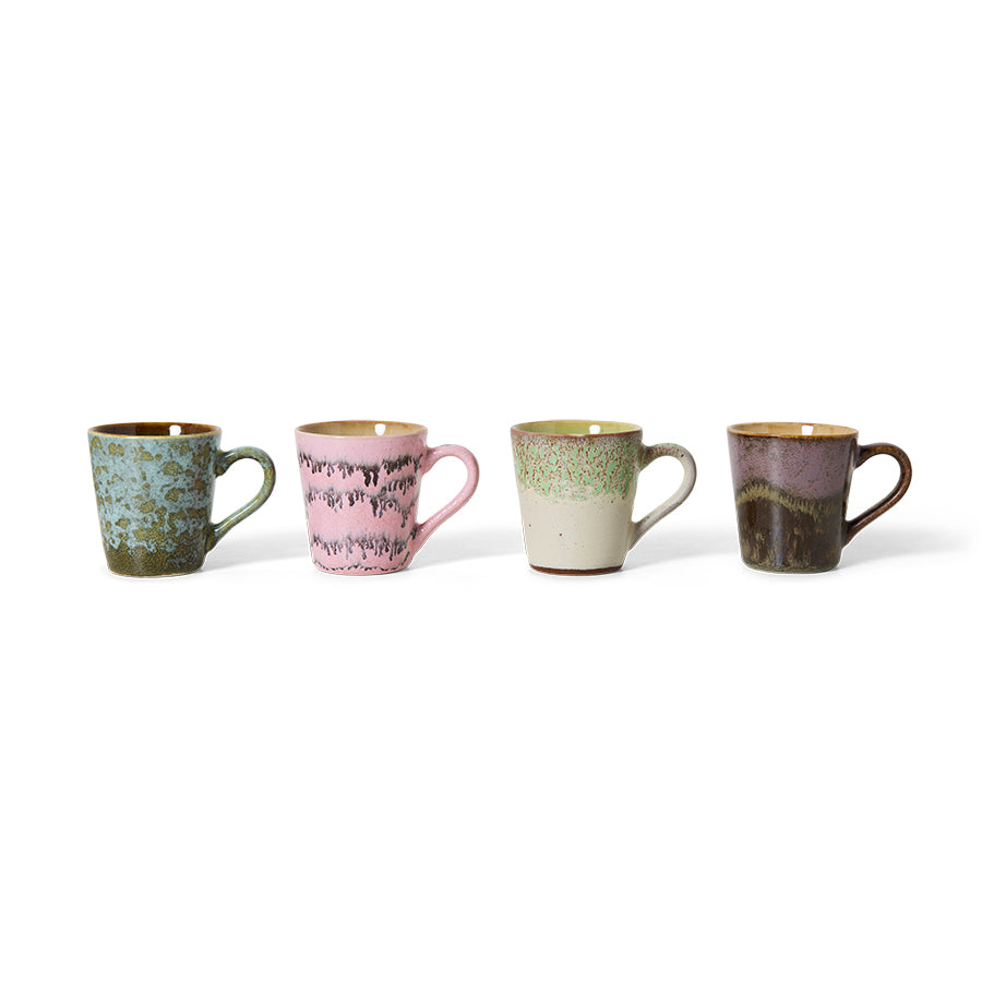 HKliving 70s ceramics: Espresso Tassen, Brutalism-Set mit 4 Tassen, 8 x 5,8 x 6,2 cm
