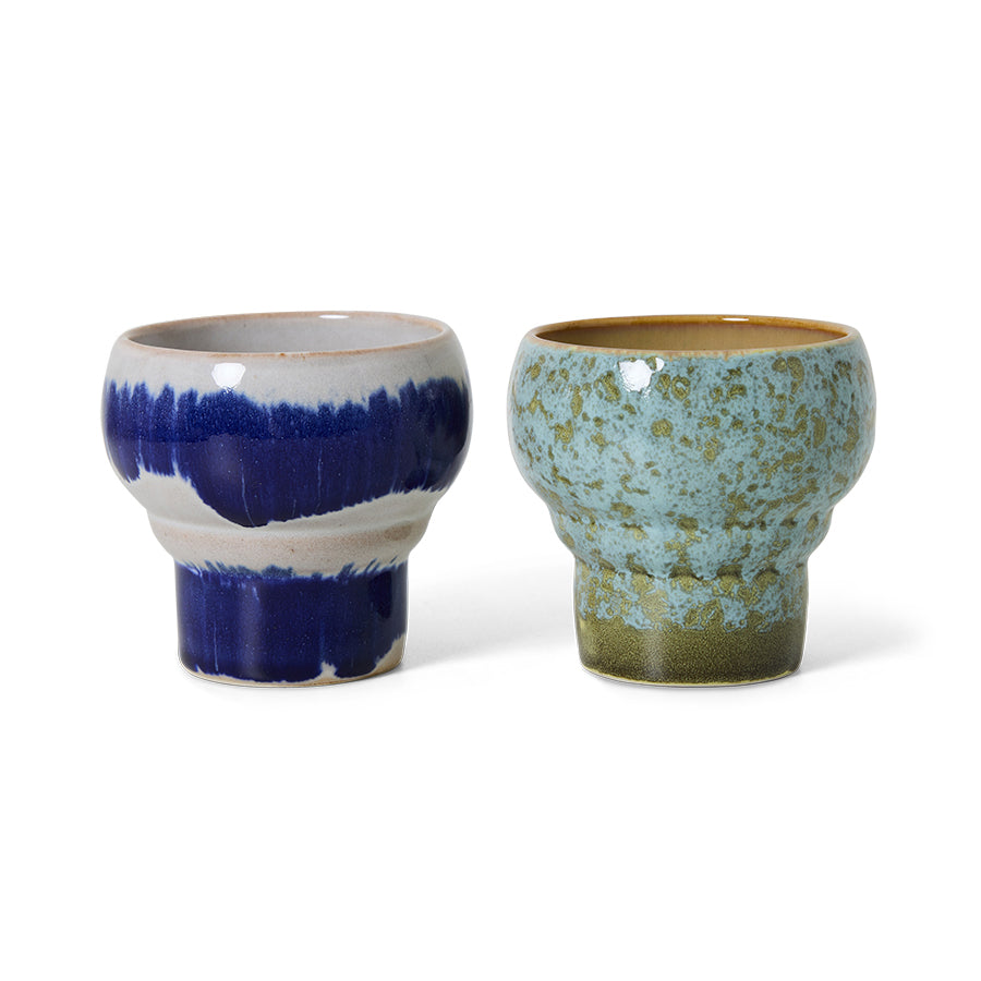 HKliving 70s ceramics: Lungo-Becher, Symbolist-Set mit 2 Bechern, 8,9 x 8,9 x 8,1 cm
