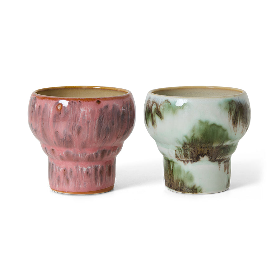 HKliving 70s ceramics: Lungo-Becher, Expression-Set mit 2 Bechern, 8,9 x 8,9 x 8,1 cm (Kopie)