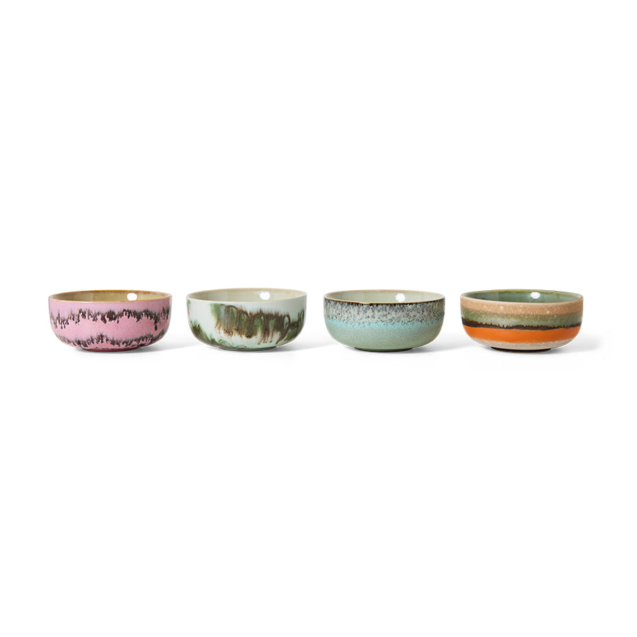 HKliving 70s Ceramics Tapas Bowls Renaissance 4er Set kleine Keramik Schalen im Retro Look