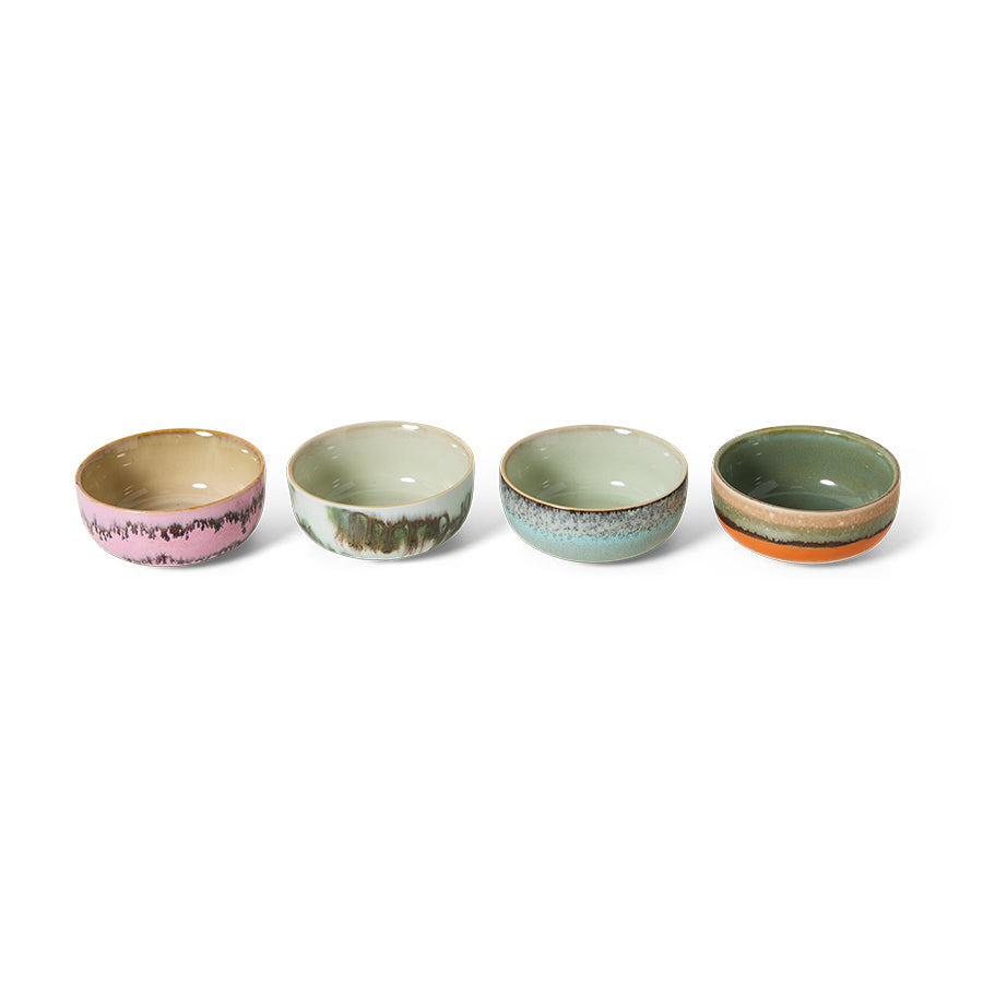 HKliving 70s Ceramics Tapas Bowls Renaissance 4er Set kleine Keramik Schalen im Retro Look