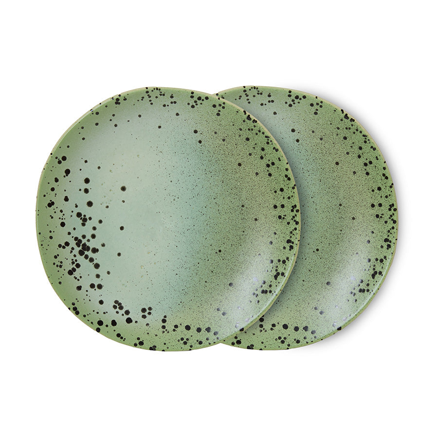 HKliving 70s Ceramics Kleine Teller Fleck 2er Set kleine Keramik Teller im Retro Look