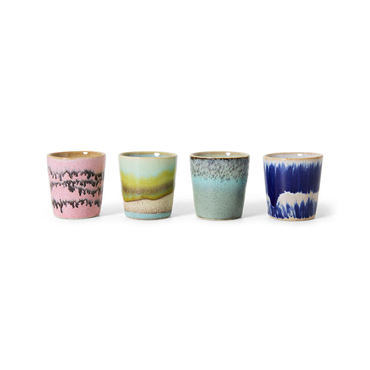 HKliving 70s ceramics: Eierbecher, Vibrance-Set mit 4 Bechern, 4,5 x 4,5 x 5cm