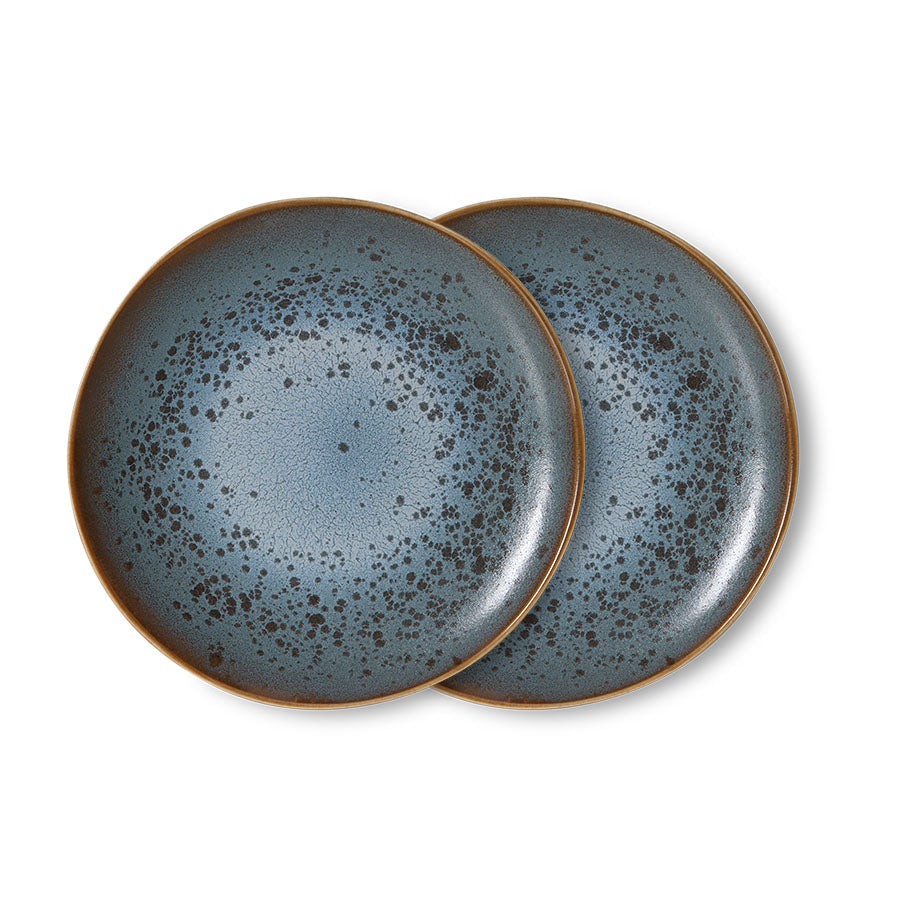 HKliving 70s Ceramics Teller mineral 2er Set kleine Keramik Teller im Retro Look
