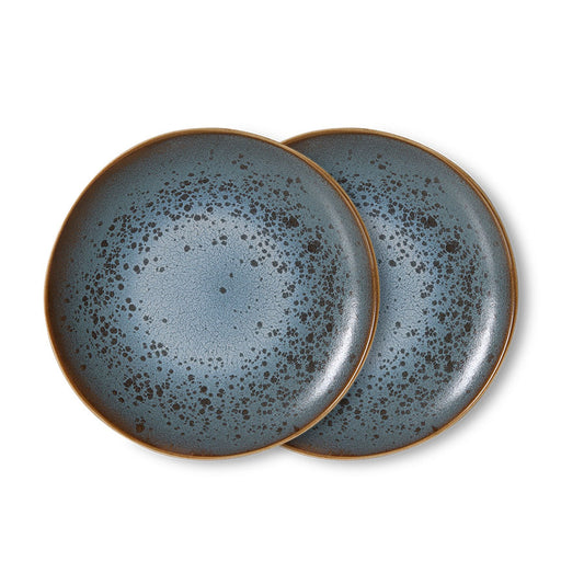 HKliving 70s Ceramics Teller mineral 2er Set kleine Keramik Teller im Retro Look