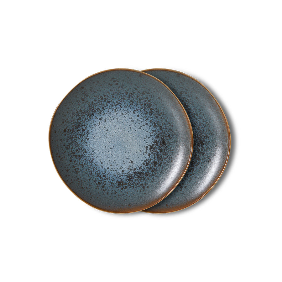 HKliving 70s Ceramics Dessertteller mineral 2er Set Keramik Teller im Retro Look