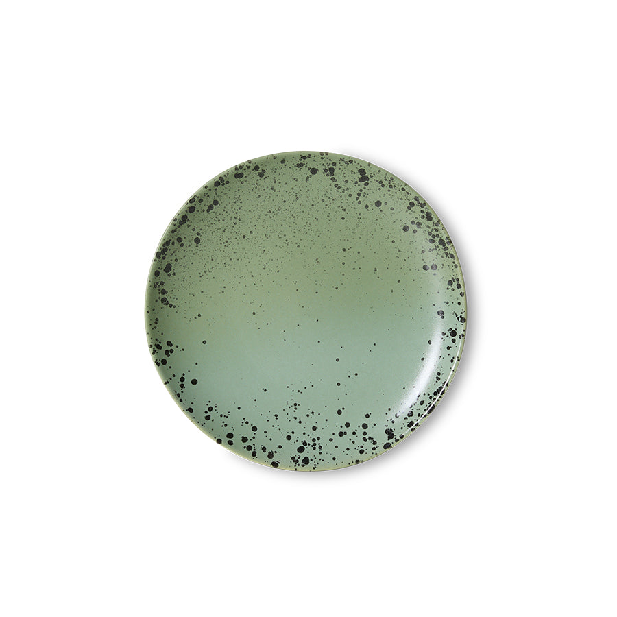 HKliving 70s Ceramics Dessertteller fleck 2er Set kleine Keramik Teller im Retro Look