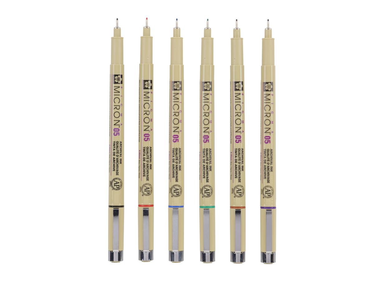 Sakura Pigma Micron 6er Set mit neun bunten Präzisions-Finelinern für feine Zeichnungen, Illustrationen und Bullet Journaling